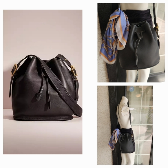 Vintage‎ Coach 9952 Lula's Legacy Black Leather Bucket Bag - Picture 1 of 11